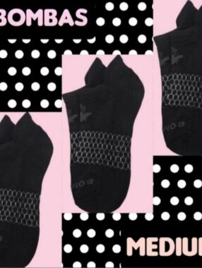 Bombas Ankle Socks Medium 3 Pair Unisex Womens & Mens Honeycomb Black/Grey BNWT